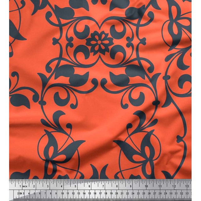 Soimoi Toile de Velours Feuilles & Tissu Damassé Filigrane par Yard 58 Pouces de Large