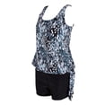 thumbnail image 3 of UPPADA Womens Plus Size Two Piece Tankini Swimsuits Twist Front High Waist V Neck Swimwear Floral Tummy Control Modest Bathing Suits with Bottom Womens Swim Top Black ,S, 3 of 5