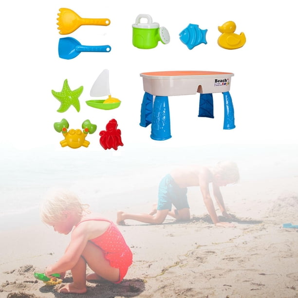 COSTWAY 2 en 1 Bac à Sable en Bois Enfant avec 9 Accessoires de Cuisine