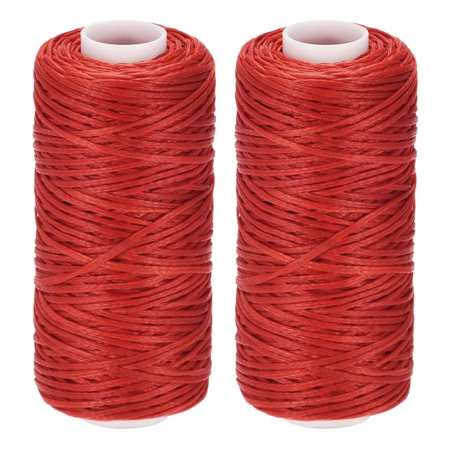Unique Bargains Fil à Coudre en Cuir Ciré en Polyester Rouge, 55 Yards, Lot de 2