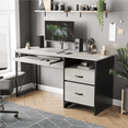 thumbnail image 2 of Bestier Bureau d'Ordinateur de 55 Pouces avec Tiroirs, Plateau pour Clavier, Bureau de Bureau à Domicile, 2 of 9