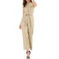 thumbnail image 2 of Unique Bargains Women's Sleeveless Button Front Jumpsuit, Khaki, 2 of 6