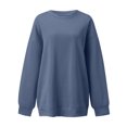 thumbnail image 4 of IROINID Rabais Vêtements d'Hiver pour Femmes Chandails à Capuche à Enfiler Détente Col Rond Manches Longues Ample Uni Régulier Blouse d'Automne Hauts, Navy, 4 of 4