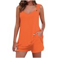 thumbnail image 1 of Yuyuzo Womens Lounge Sets Two Piece Square Neck Tank Tops Wide Leg Shorts with Pockets Matching Outfits, 1 of 7