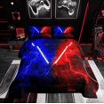 thumbnail image 1 of Erosebridal Galaxy Lightsaber Bedding Queen Comforter Set, Modern Rectangle Down Comforter, Futuristic Decor, Reversible 3pcs, 1 of 8