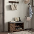 thumbnail image 2 of HOMCOM Banc à Chaussures d'Entrée avec Tiroir de Rangement, Tablette Ouverte, Pochette, Brun, 2 of 10