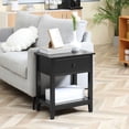 thumbnail image 2 of HOMCOM Table de Nuit Moderne, Table d'Appoint avec Tiroir et Tablette de Rangement, Noir, 2 of 10