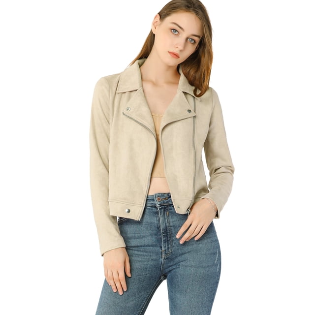 INSPIRE CHIC Veste de Moto Biker Zippée à Manches Longues en Faux Suède pour Juniors