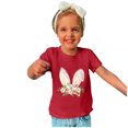 thumbnail image 2 of Penkiiy T-Shirts de Pâques pour Enfants Tout-Petits Garçons Filles Mode Pâques Imprimé Oreilles de Lapin Col Rond Imprimé Manches Courtes Haut 9 Ans Rouge, 2 of 4
