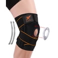 thumbnail image 1 of Hurmoya Knee Brace for Knee Pain, 2 Adjustable Straps Compression Support with Patella Gel Pad & 4 Side Stabilizers,Injury Recovery for Men and Women (Orange, Small), 1 of 5