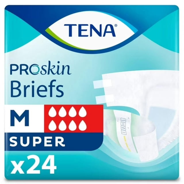 TENA PROskin Unisex Incontinence Briefs, Medium, 24 Count