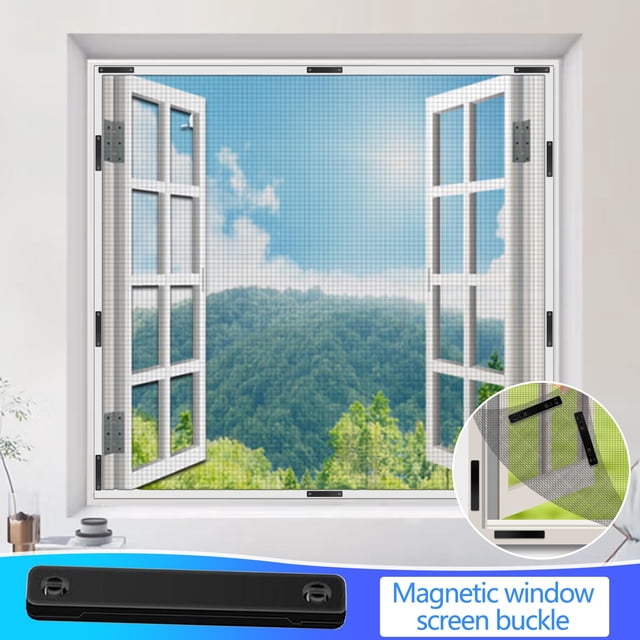 RKSTN Window Screen Buckle Fly Screen Clips Pack of 12 Self-Adhesive Clips Fly Screen No Drilling Window Clip with Magnet Magnetic Window Clips for Screens Mosquito Insect Screen