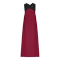 thumbnail image 3 of Robes à Encolure Croisée pour Femmes Sans Manches à Blocs de Couleur Robes Maxi Amples Décontractées de Vacances Longue Robe Bordeaux, TG, 3 of 7