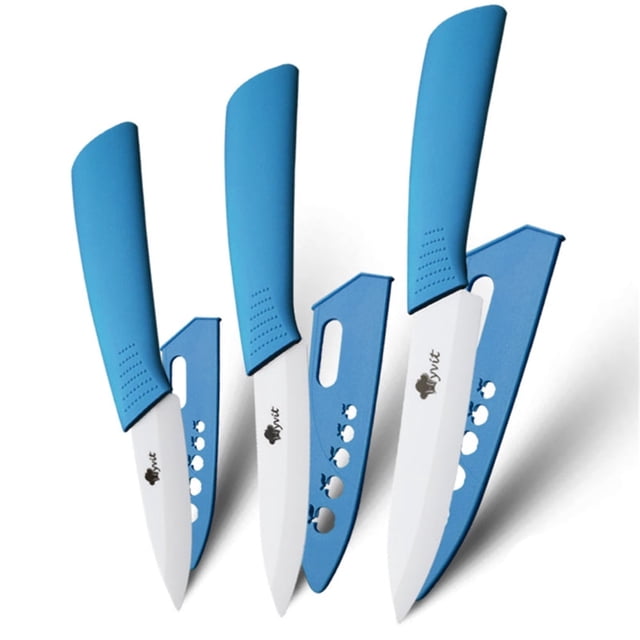 3-Piece Ceramic Paring Knife,5" Utility Knife 4" Slcing Knife and 3" Peeling Knife Vegetables Fruit Kitchen Knives Cutter Tool