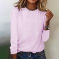 thumbnail image 2 of HKEJIAOI Chemises Long Sleeve en Polyester pour Women Col Rond Solide Sortant Tops pour Women, 2 of 4