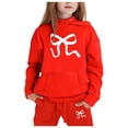 thumbnail image 1 of GDREDA Girls Sets 2 Piece Outfits Spring Children's Hoodie Set With Bow Print Red,2-3Years, 1 of 4