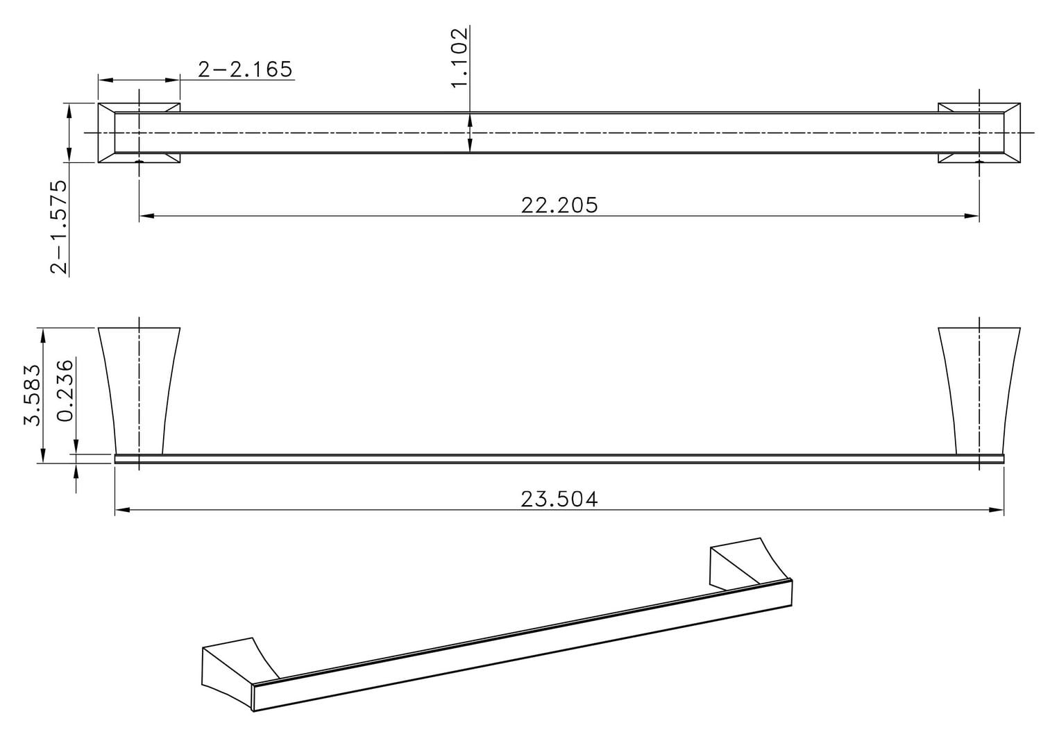Avanities 24 pouces Porte-serviettes à une tige en chrome AI-34605