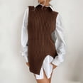 thumbnail image 1 of Women Fashion Casual Split Solid Color Knit Sleeveless All Match Vest Sweater, 1 of 5