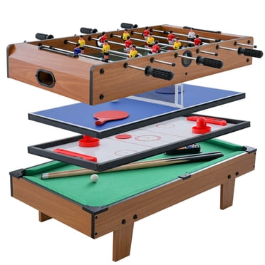 Costway 4 en 1 Multi-Jeux Hockey Tennis Football Table de Billard Baby-Foot Cadeau
