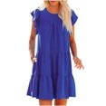 thumbnail image 1 of Liquidation d'Économies d'Été RKSTN Robe d'Été pour Femmes, Couleur Unie, Col Rond, Manches Courtes, Robe de Fête, Robe de Plage Ample, 1 of 9