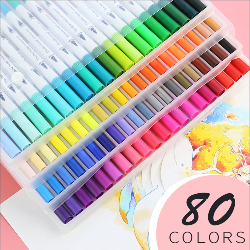 Amdohai Watercolor Fine Liner Dual Tip Brush Pen Set Colorful Markers For Drawing And Painting