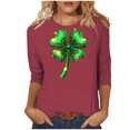 thumbnail image 2 of Elvqul Shirts Chemises Grande Taille pour Femmes Manches 3/4 T - Décontractés Graphiques Col Rond Vacances Vert Hauts pour Dames Mignon, 2 of 5