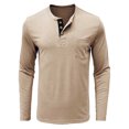 thumbnail image 4 of Stylish Men's Button-Up Long Sleeve T-Shirt for Autumn Casual Wear Comfortable Base Layer for Everyday Use Fashionable Rounded Neck Tee, 4 of 7
