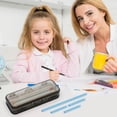 thumbnail image 1 of Matoen12 Grande Capacité Boîte à Crayons en Plastique à Double Ouverture pour Enfants Étudiants, Fournitures de Rentrée Mignonnes Boîte de Rangement Transparente avec Autocollants, Noir, 1 of 7