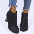 thumbnail image 3 of Bottes Mini Carrées Rétro en Cuir pour Femmes Talon pour Femmes Fermeture Éclair Couleur Unie Bottes de Pluie pour Femmes Bottillons Courts Bout Rond Bottes Born pour Femmes Chaussures à Talon Bas, 3 of 3