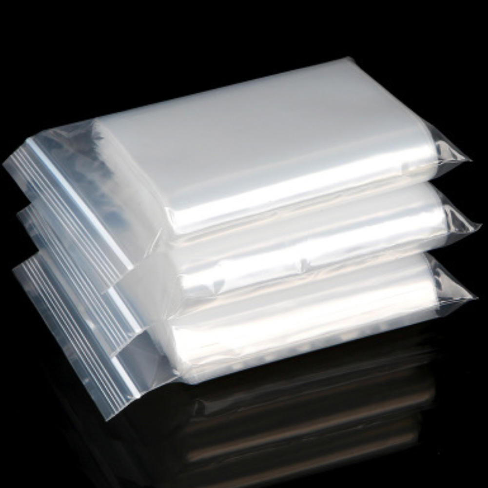 Trayknick 100Pcs/Set Clear Household Sundries Food Storage Resealable Zipper Plastic Bags Transparent size 1