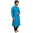 thumbnail image 3 of Atasi Ethnic Men's Kurta Pyjama Set Blue Bollywood Designer Shirt-Small, 3 of 7