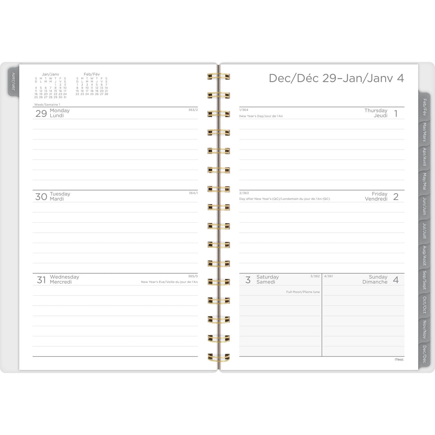 Agenda hebdomadaire Mead® Greyson Floral 2026, petit format, couverture transparente en polyéthylène