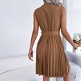 thumbnail image 4 of Birdeem Womens Cross V-Neck Solid Color Sleeveless Waist Fold Dress, 4 of 8