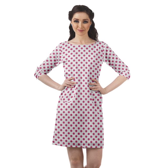 Moomaya Robe d'Été pour Femmes à Manches 3/4, Robe Droite Décontractée avec Poches
