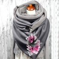 thumbnail image 2 of Women Flowers Butterfly Print Cotton Winter Warm Button Up Scarf, 2 of 3