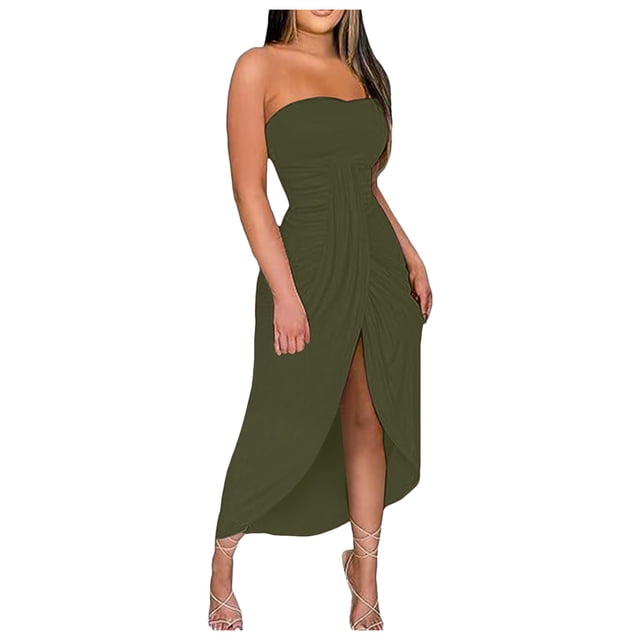 JIRNDf Robes de Printemps pour Femmes 2025 Tendance Plage Débardeur Sans Manches Ample Col Rond Robe Bohème Femme Ligne A Vert m