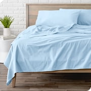 Bare Home Flannel Sheet Set - 100% Cotton - Deep Pocket - Queen, Light Blue, 4-Pieces