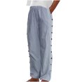 thumbnail image 1 of Timegard Pantalon Lounge pour Femmes Taille Élastique Bouton Pantalon Rayé Automne Décontracté Léger, 1 of 6