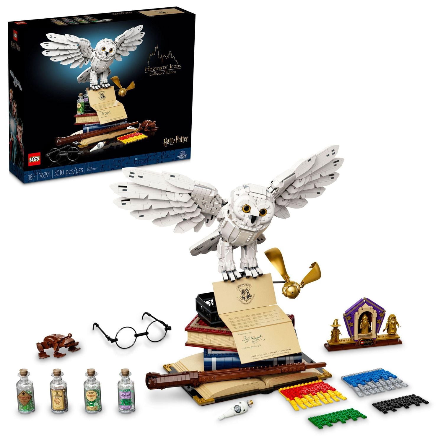 LEGO Harry Potter Hogwarts Icons - Collectors' Edition, 20th Anniversary Collectable Model with 3 Exclusive Golden Minifigures: Dumbledore, McGonagall and Hagrid, Fun Harry Potter Activity, 76391