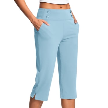 Bocqde Pantalon Capri pour Femmes, Capris d'Été Décontractés à Enfiler pour Femmes avec Poches, Pantalons et Capris Décontractés pour Femmes, Capris pour Dames