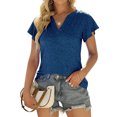 thumbnail image 2 of Women Blouse, Polyester Female T Shirt Artificial Silk  For Business Blue XXL, 2 of 6