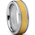 thumbnail image 1 of Tungsten Carbide Men's Goldtone Brushed Textured Center Ring Band, 8 mm Comfort Fit, 1 of 4
