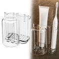 thumbnail image 1 of Oleegame 1PC Spoon And Lid Rest Toothbrushes Tooth Cups Shelves Shelves Non Perforated Bathroom Mouthwash Cups Wall Mounted Toothpaste Cup Storage Racks Transparent White Clear, 1 of 9