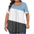 thumbnail image 1 of Admvng Womens Short Sleeve Tops Printed Oversized Neck Pleated Short Sleeved Loose Top L-5XL, 1 of 4