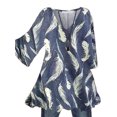 thumbnail image 1 of MAWCLOS Women Blouse V Neck Tops Ruched Tunic Shirt Elegant Beach Floral Print Pullover #6 3XL, 1 of 2