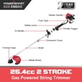 thumbnail image 2 of PowerSmart 2-Cycle 25.4cc 18lb Straight Shaft Gas String Trimmer Weed Wacker and Brush Cutter for Lawns and Grass, 2 of 10