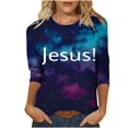 thumbnail image 1 of Blouses pour Femmes T-Shirt Imprimé Manches 3/4 Blouse Col Rond Décontracté, Blouses pour Femmes T-Shirts pour Femmes, Blouses pour Femmes Décontractées, 1 of 4