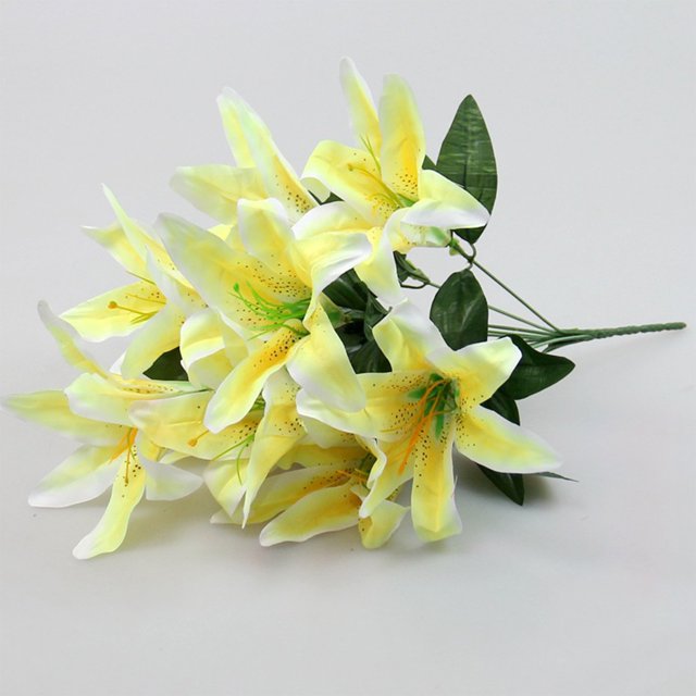 mmirethe Low Maintenance Artificial Lilium Flower Realistic Appearance And Long-lasting yellow 5Set