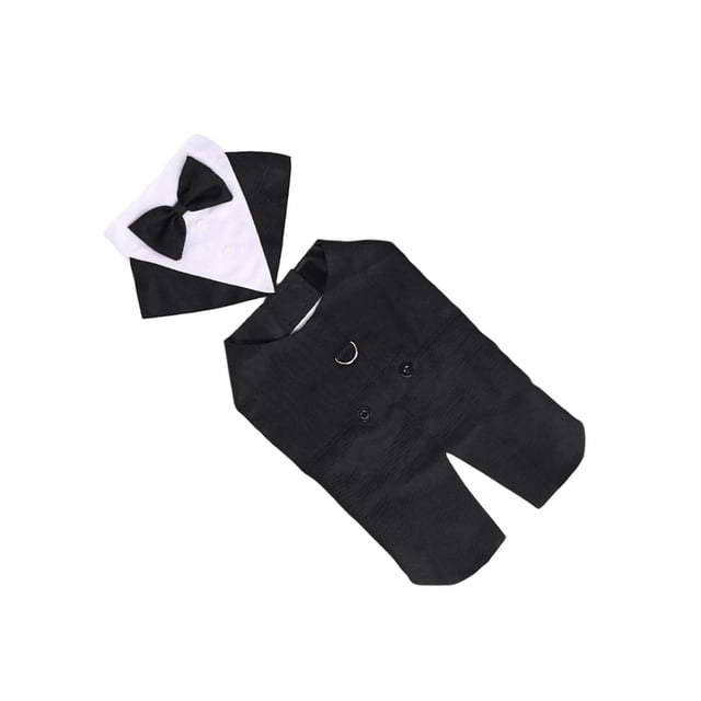 facefd Dog Tuxedo Dog Suit and Bandana Set Party Shirt Exquisite Stitching Size S