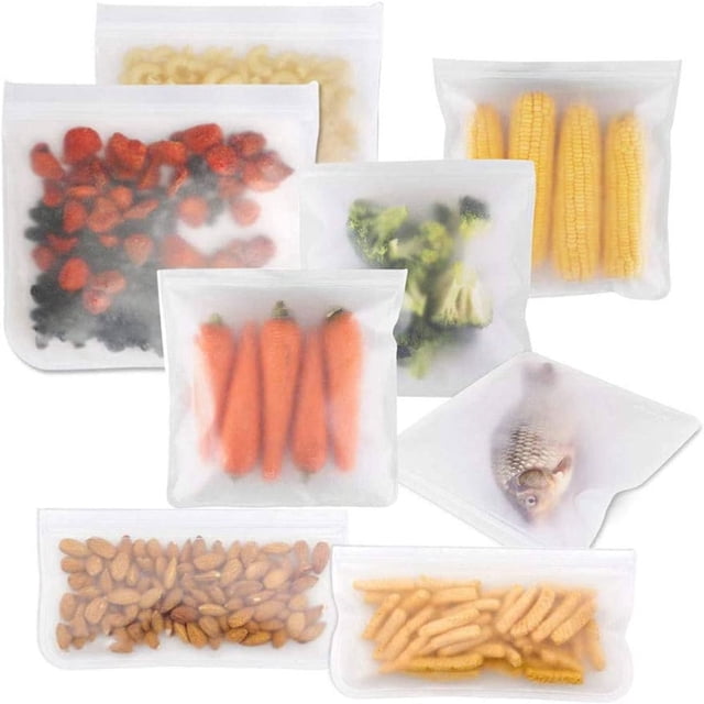 10 Sacs de Rangement Alimentaires Réutilisables en Silicone, Sac Alimentaire en PEVA, Contenant de Rangement Scellé et Auto-Scellant pour l'Organisation à la Maison pour le Rangement des Aliments et des Voyages (2 Grands 6 Moyens 2 Petits),A